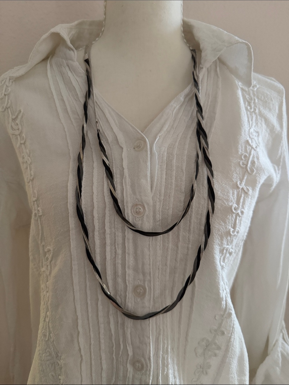 Spring Street Layered Black and Silver Twisted Rope Necklace